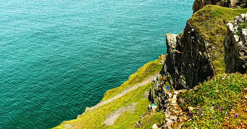 Climbers on the sea cliffs