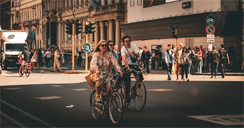Cyclists in the city centre