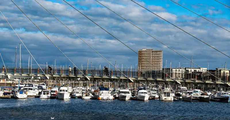 Under the Sail Bridge cables