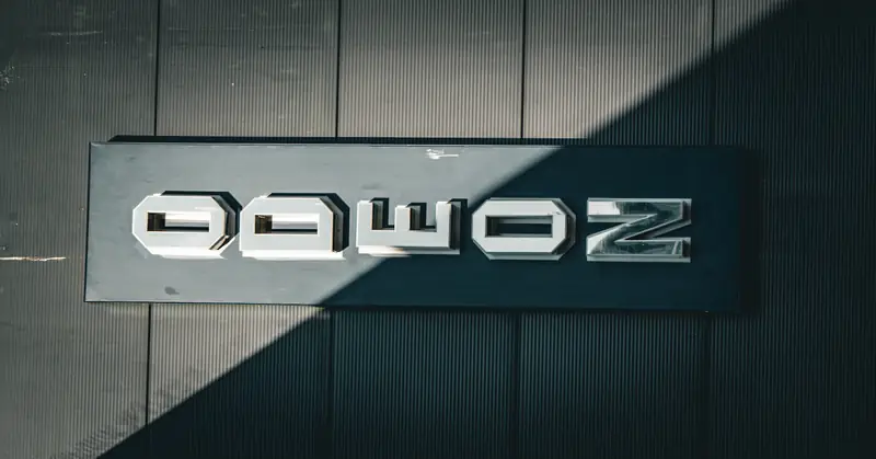 Odeon sign, upside down