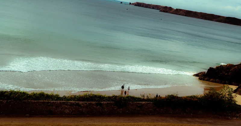 Walkers at the waterline
